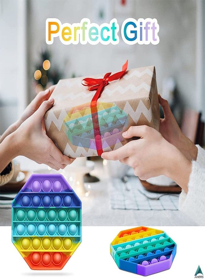 AIMERS Pop Fidget Toys Pack Sensory Toy Push Popping Bubble Fidget Toys for Adults Kids, Stress Toys Autism Toys Special Needs ADHD Anxiety Toys (2 Pack) (2 Pack Rainbow Octagon) - Image 5